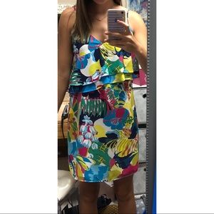 J. Crew Printed Ruffle Front Cami Dress